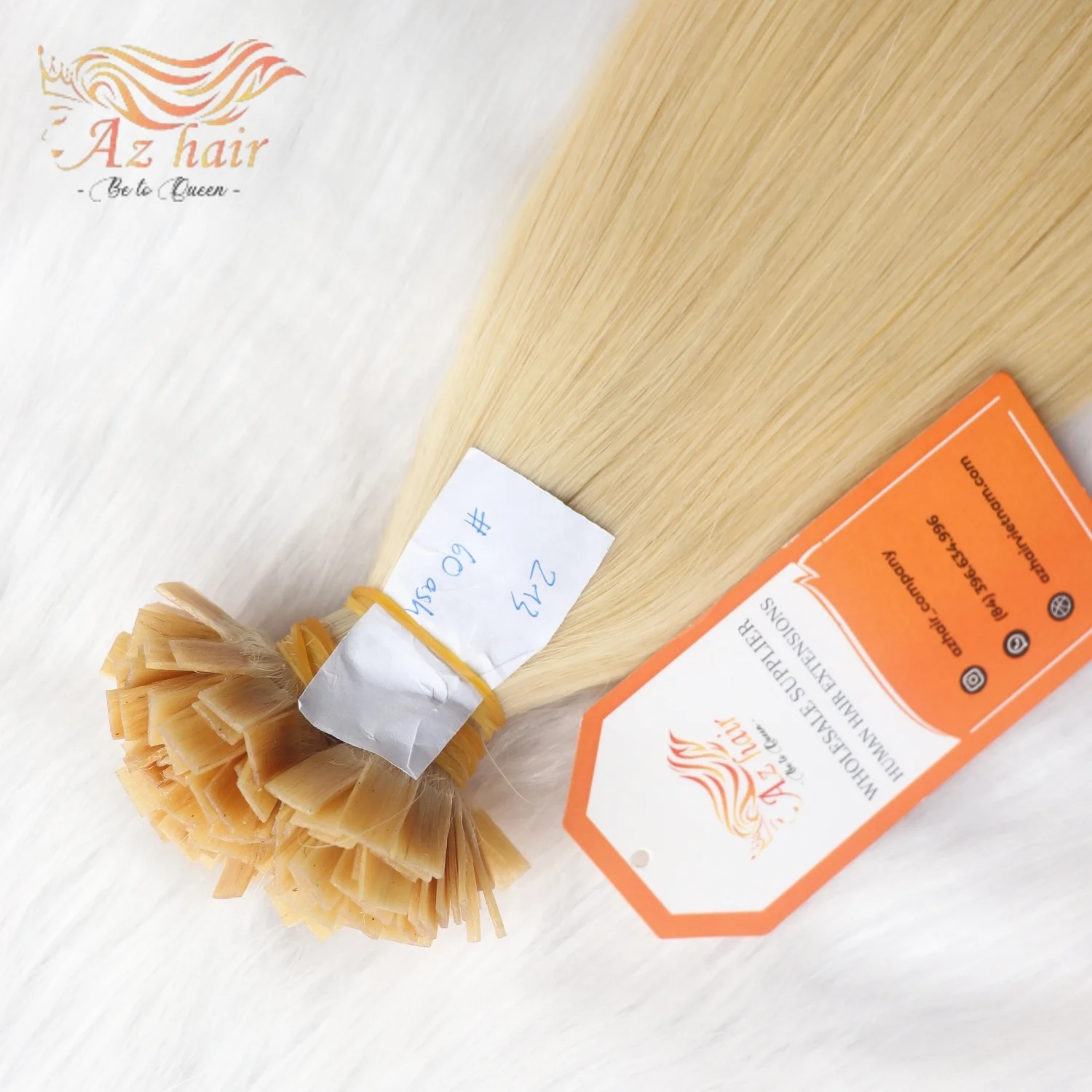 Light Blonde Flat Tip Human Hair Extensions Virgin Hair Extensions >=80% Longest Hair Ratio No Chemical Processing