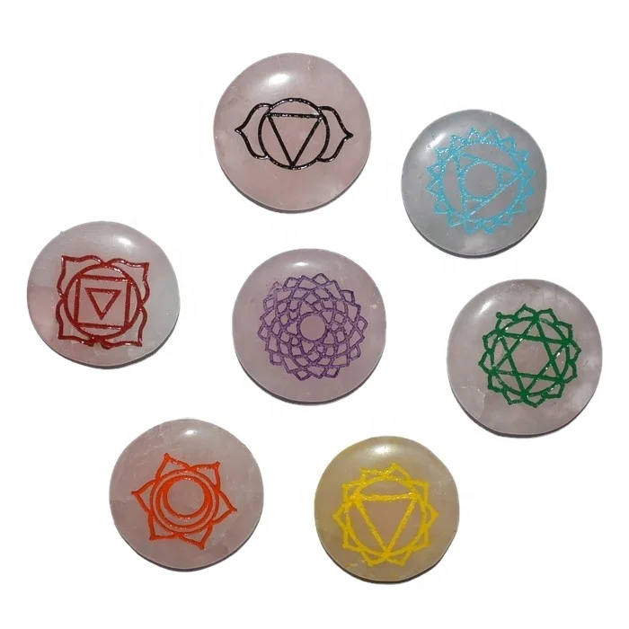 Galaxy Engraved Reiki stone Set healing seven chakra reiki set for fengshui Fengshui Mascot healing Product