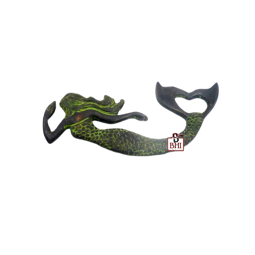 Mermaid Themed Brass Bottle Opener 175mm Manual Wine Beer Can Opener Stainless Glass Material Customizable Logo Kitchen Home