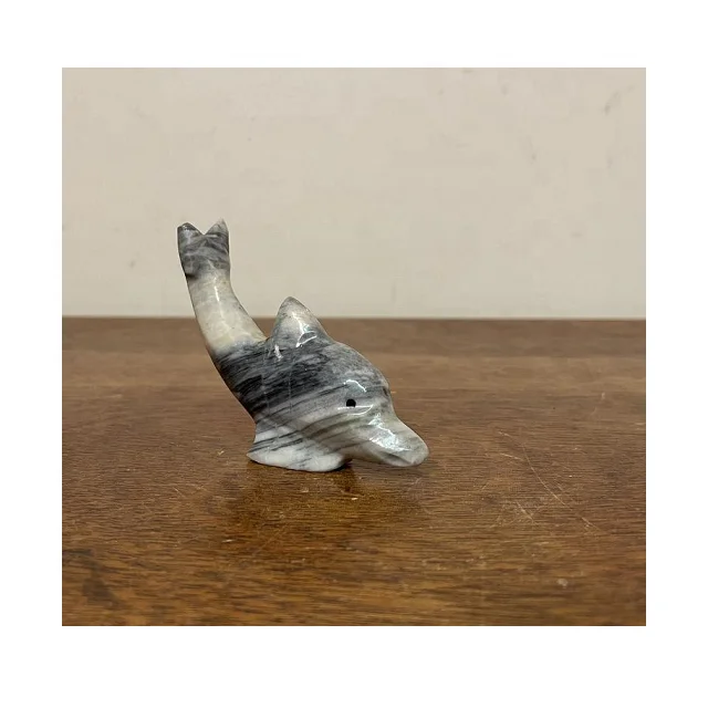 Best Price Custom Size Dolphin Shape Onyx Figurine Hand Carved Stone Animal Decoration Angel and Gifts Style for Christmas