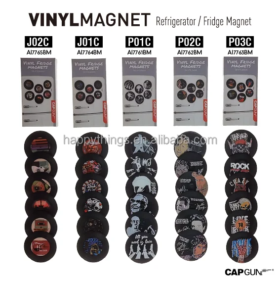 6PCS Factory Direct Novelty Souvenirs Retro Vinyl CD Record Magnetic Fridge Round Magnet