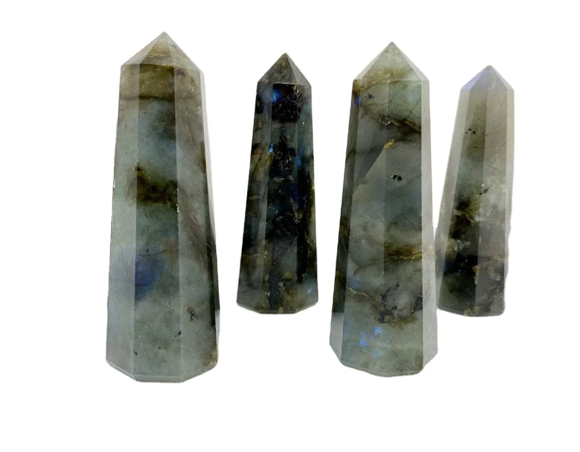 Wholesale Natural Quartz Labradorite Obelisk tower Points Wand Healing Crystal Points Obelisk Strengthen Intuition