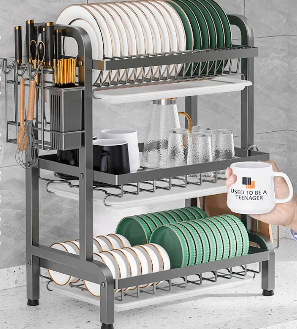 Kitchen dish  rack  Storage Shelf Wholesale Dish Drainer Metal Storage Container KSS473