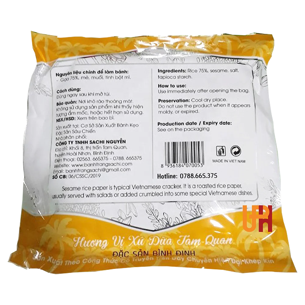 The Best Wholesales Supplier of Vietnamese Rice Paper For Spring Rolls Sachi Baked sesame rice paper cake
