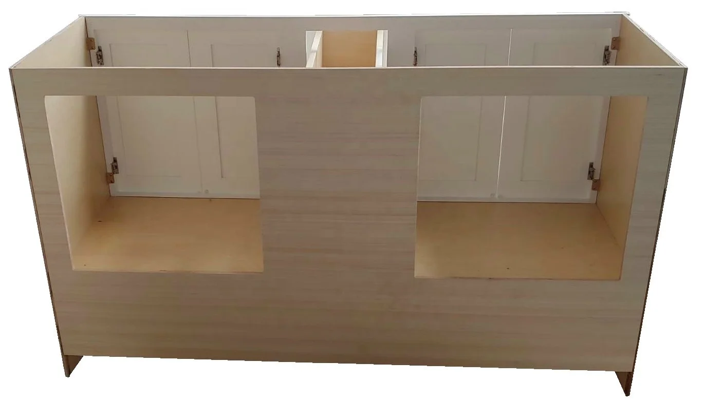 bathroom vanity without sink bowl and countertop