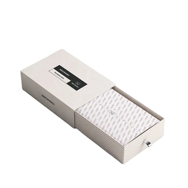 Custom Luxury Garment Jewelry Rigid Cardboard Paper Ribbon Sliding Gift Drawer Box