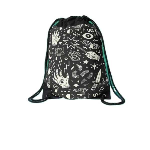 Custom logo plain polyester drawstring bag eco friendly nylon carry gift bag drawstring bag