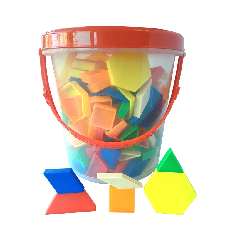 Plastic Pattern Blocks with Storage Case, Bulk Pattern Blocks Toys Early Geometry Skills