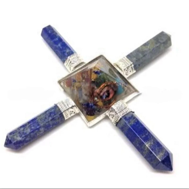 Chakra Orgone Pyramid Energy Generator With Lapis Lazuli Pencil Wholesale Crystal Crafts Reiki Meditation Resin Energy Generator