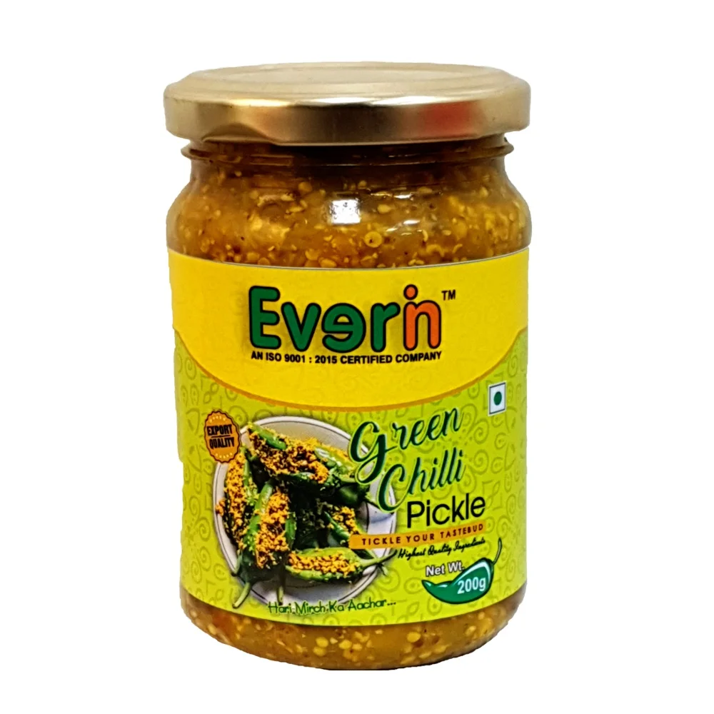 
GREEN CHILLI PICKLE 200g in Glass Jar 