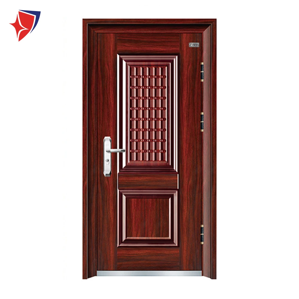 Customized Cheaper Price Residential Use Metal Exterior Security Door Steel Front Anti-theft Door with Strengthened Hardware
