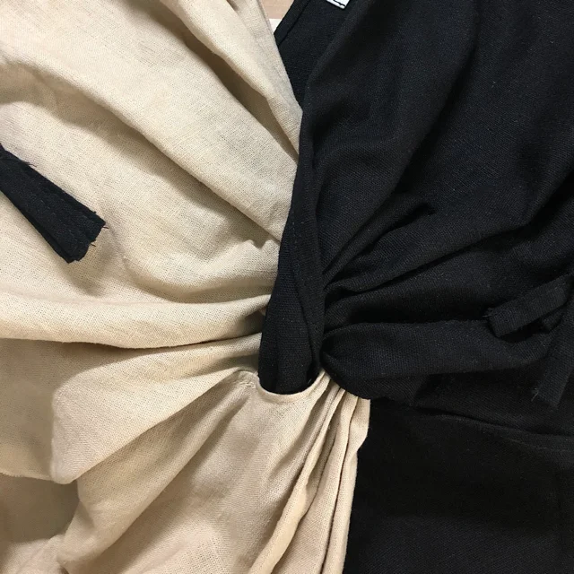 Linen Clothes Dresses Women Midi Linen Dress Cotton For Lady Color Block Casual Wholesale Natural From Vietnam Manufacturer