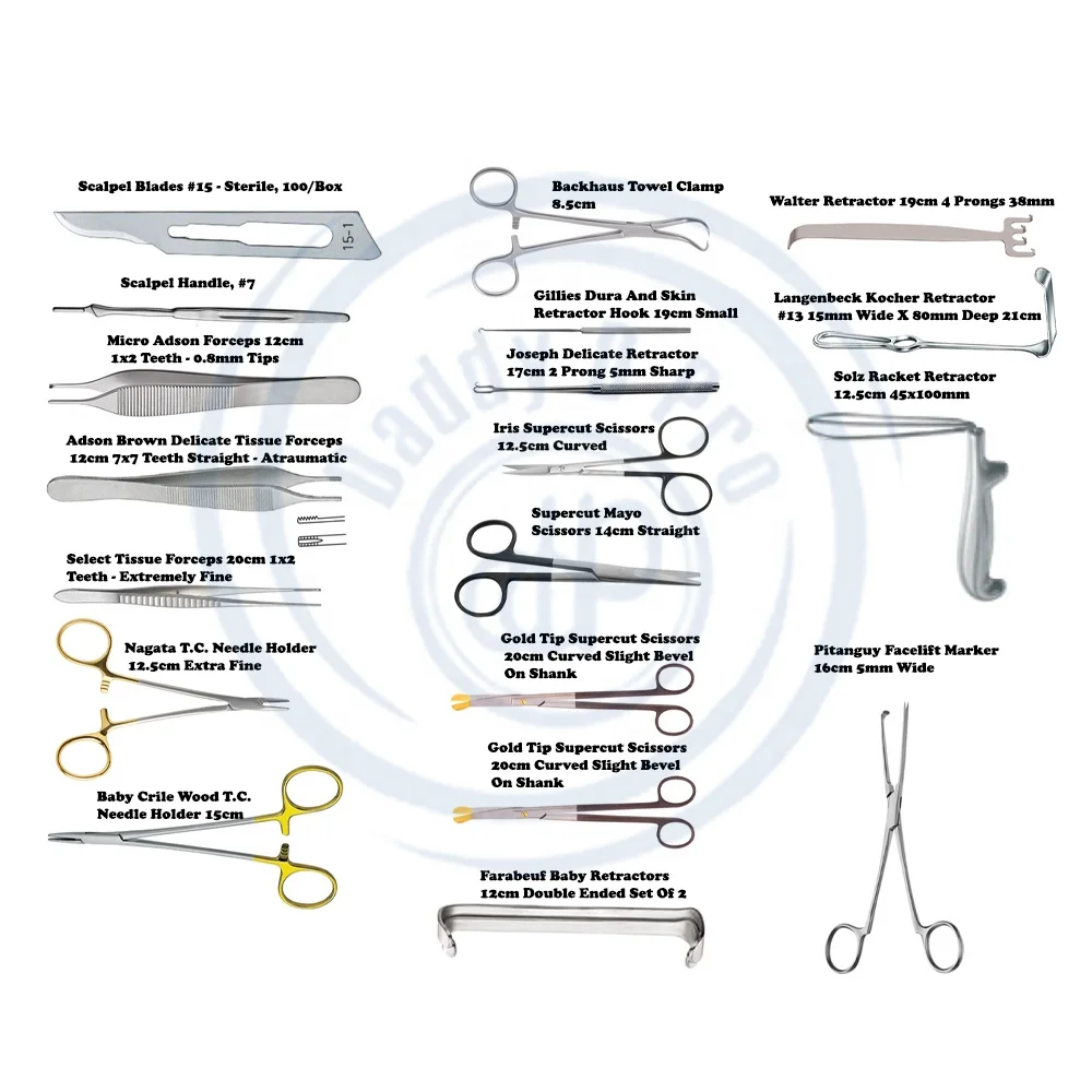DADDY D PRO GERMAN STANDARD Face & Forehead Lift Set Stainless Steel Set Plastic Surgery Instruments View Facelift Surgery Set