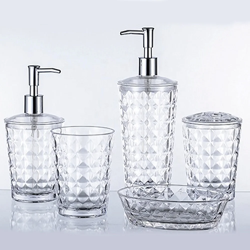 4pcs Plastic AS Transparent Acrylic Bathroom set