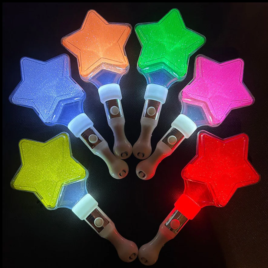 multicolor five-pointed star led flashing star stick led star glowing stick for concert Party  decorations