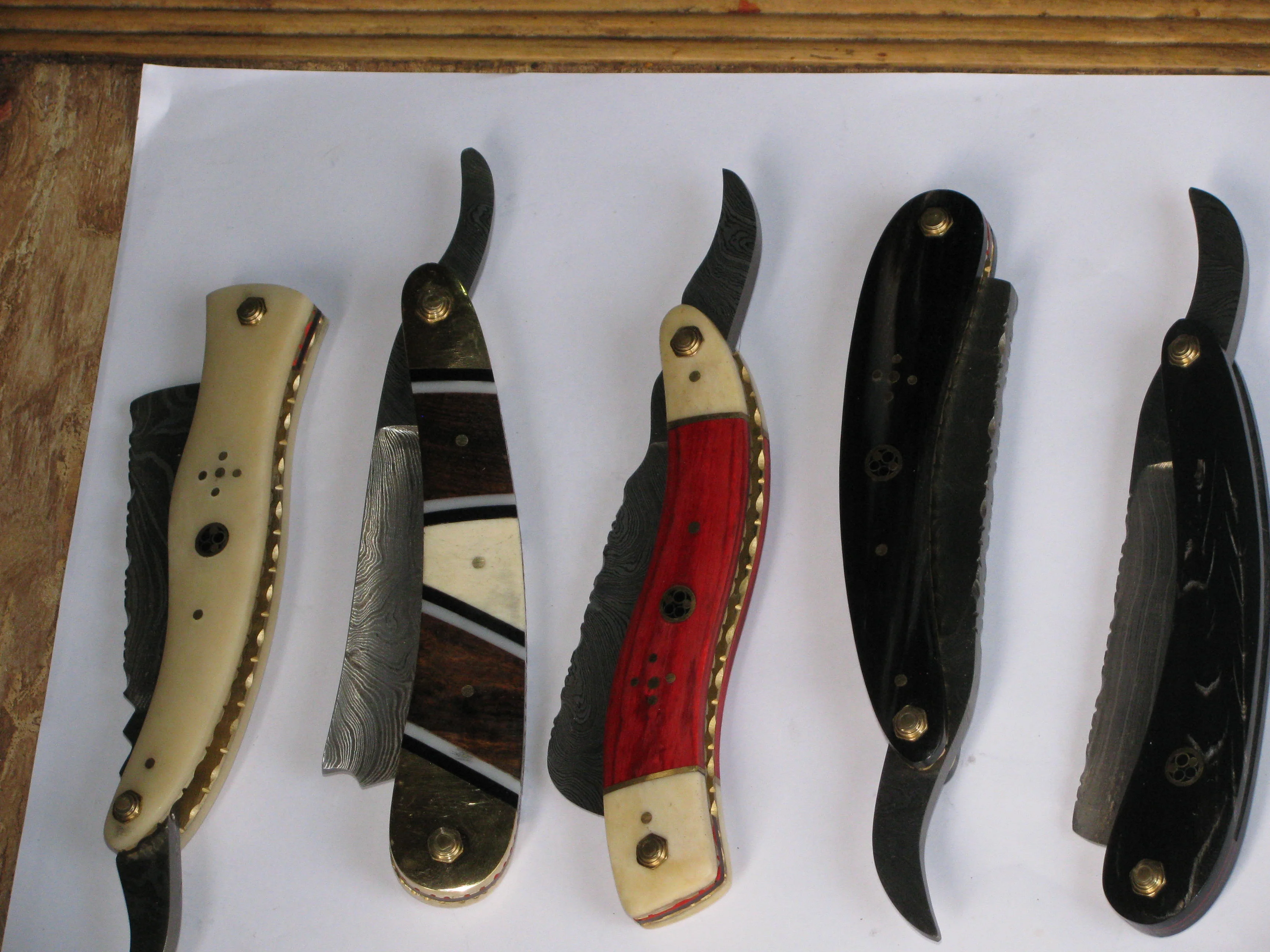 Damascus steel straight razor buffalo horn handle razor MACS RAZOR MSD-6