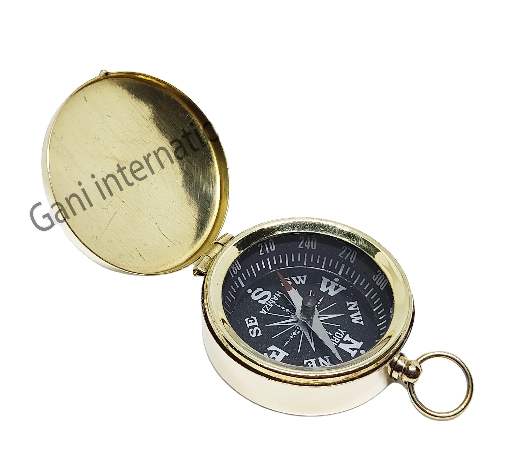 Nautical Brass flat Pocket Compass With Leather Case Anniversary Gift Engraved compass For Camping