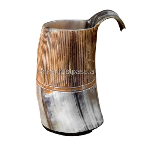 100% Authentic Polished Buffalo Horn Drinking Mug / Viking Drinking beer Horn Cup Tankard Mug by Craftsy Home