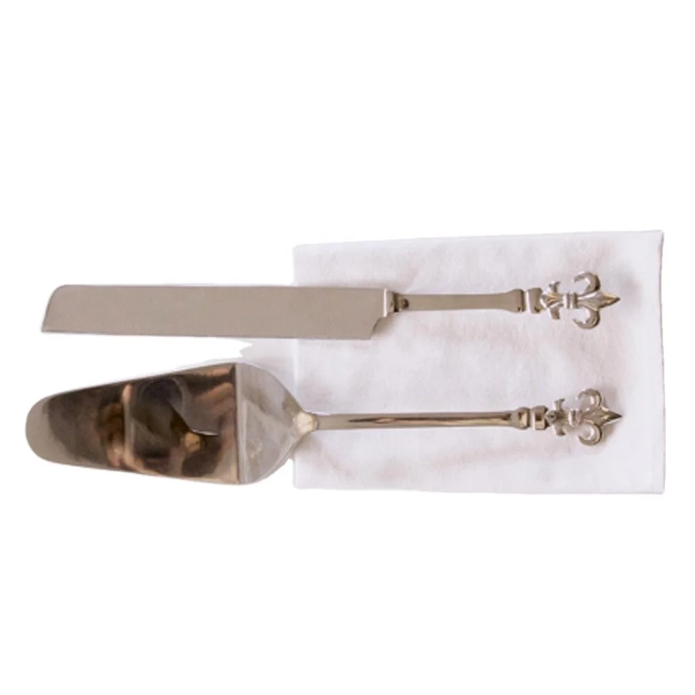 Bakeware Cake Server Set Stainless Steel Wedding Cake Cutter And Knife With Unique Ship Anchor End Design Handmade Long Handle