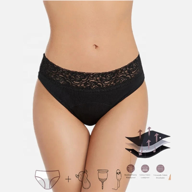 Intiflower312 OEM Calzon medium Flow Menstruelle En Coton Bio Undies Leak Proof Period Underwear Bamboo Bragas Menstrual Panties