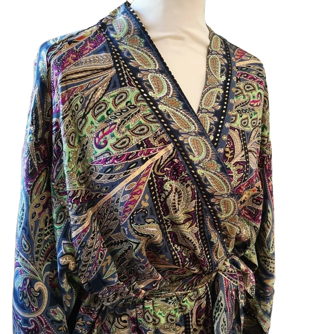 Luxurious Women silk dressing robes for  Bride squad gown Bridesmaid Gown Robe night one piece dress v neck kimono