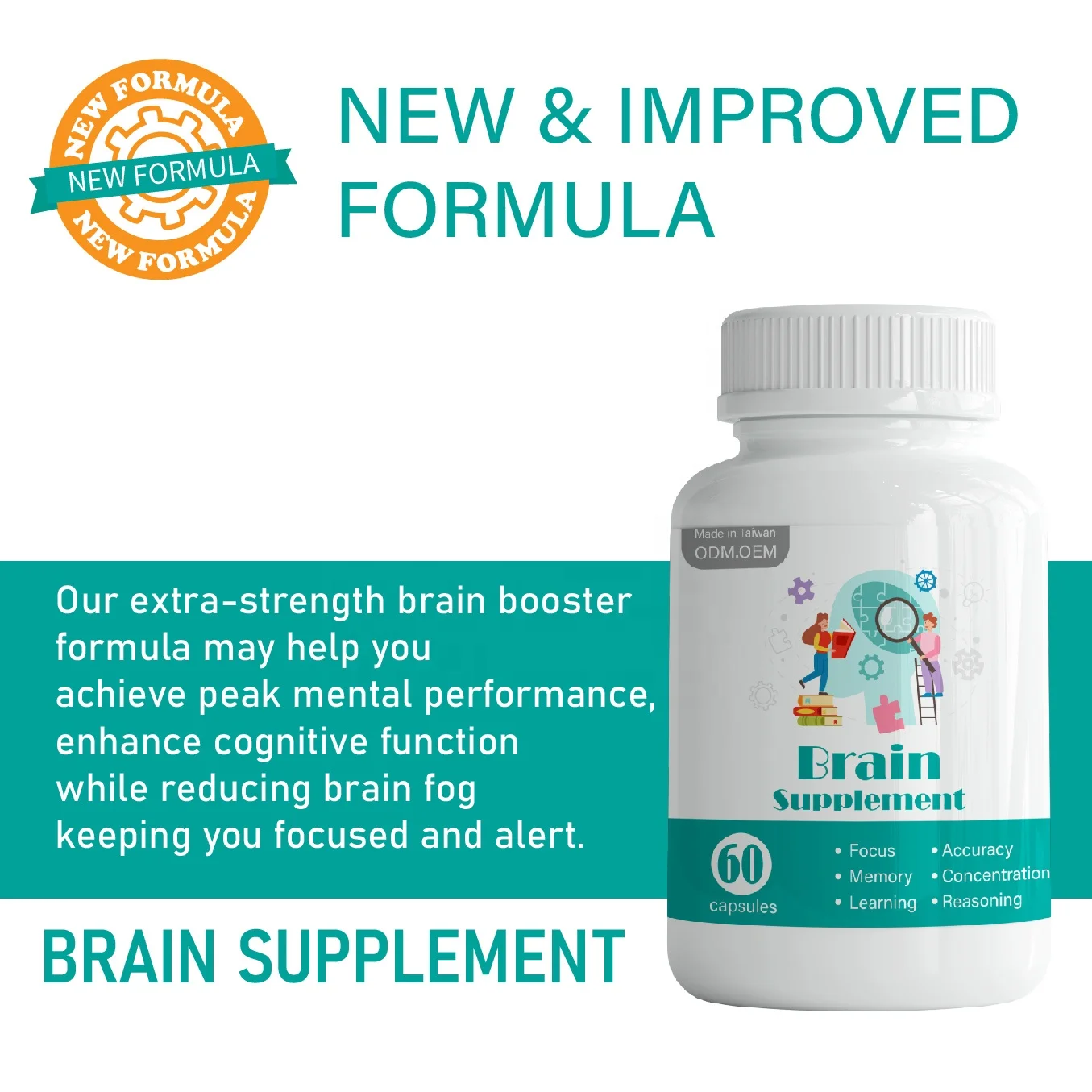 Memory Concentration Learning Accuracy Reasoning B6 Brain Support Supplement Manufacturer Brain Vitamina B12 Capsule Popular