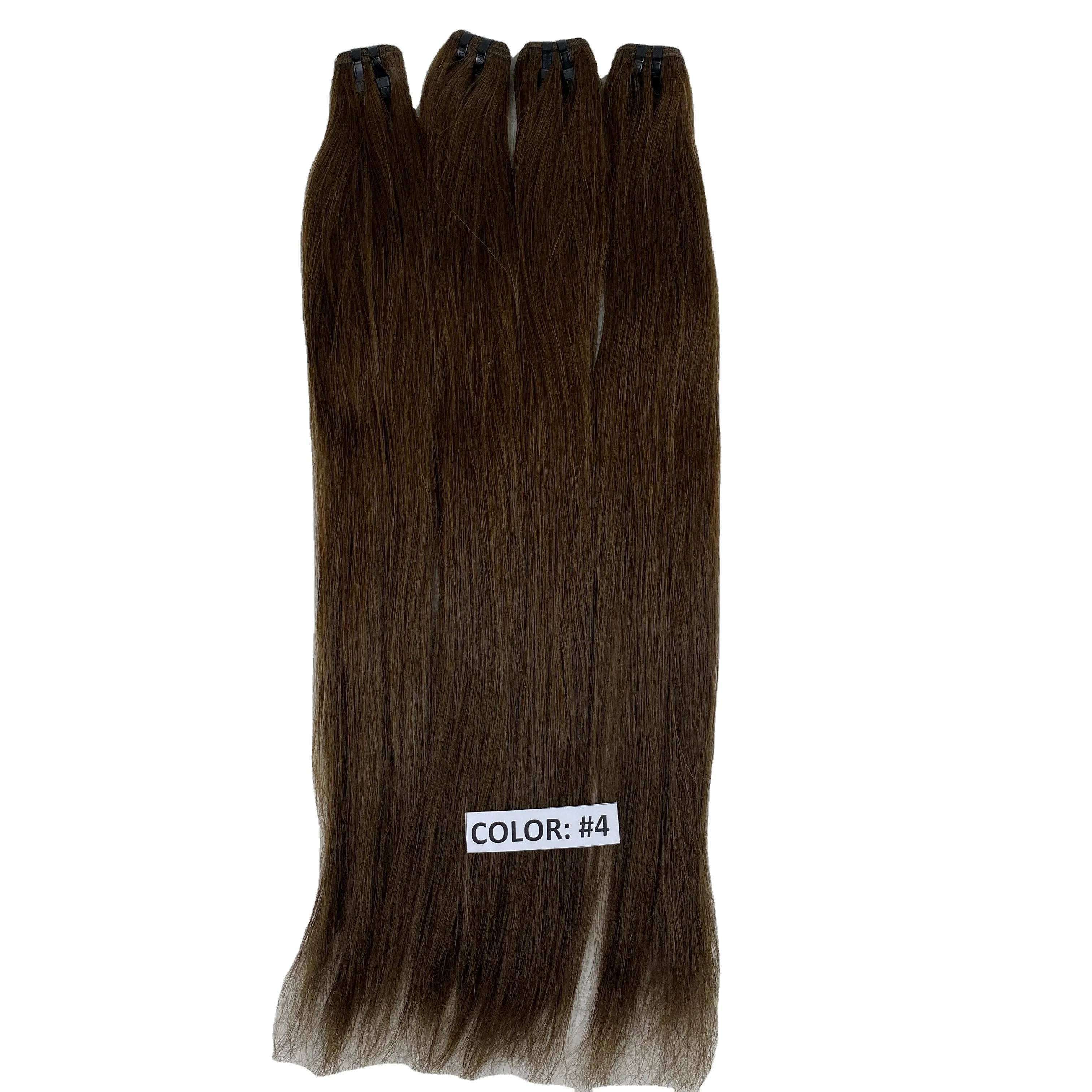 
Hot sale Cambodian practical straight human natural hair chestnut color machine weft bone straight human hair Vietnam Hair 