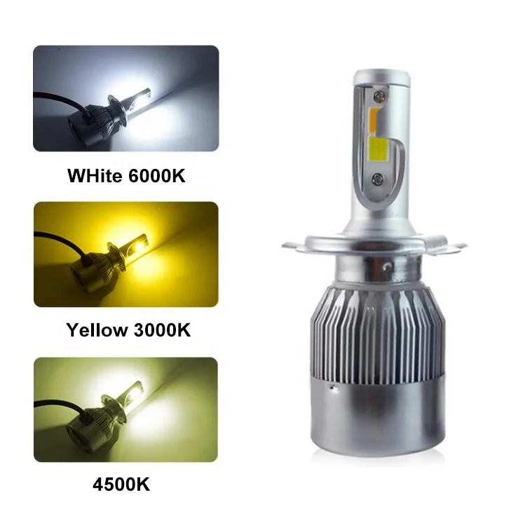 Wholesale C6 COB 3500k 6000K H1 H7 H11 h3 H4 LED Headlight Yellow And White Double Light 2 colors led Headlight Bulbs