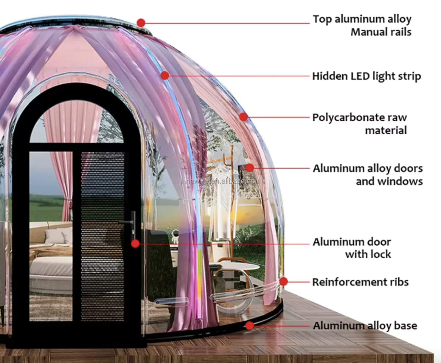 4 Seasons 3m 4m 5m 6m Igloo Glamping Luxury Outdoor pc Dome Hotel House Geodesic Domes Tent for Sale