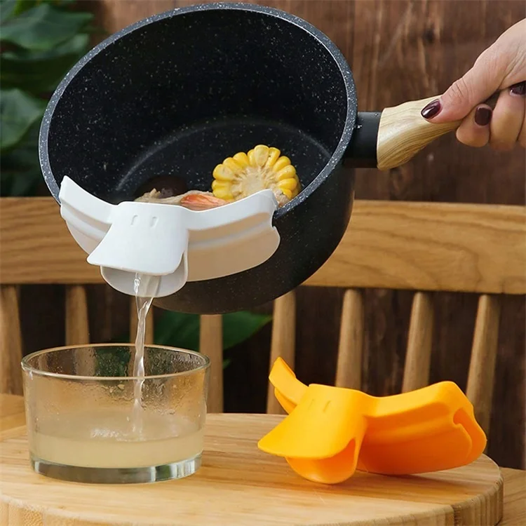Maisons kitchen Tool Anti Spill Silicone Food Funnel Pour Clip-On Pan Pasta Strainer Colander