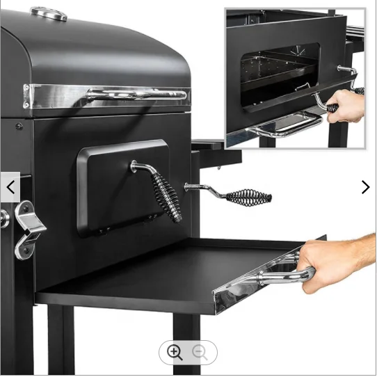 Large Trolley Rectangular Barbecue Grill Tabletop Bbq Smoker Charcoal Bbq Grill With Side Table