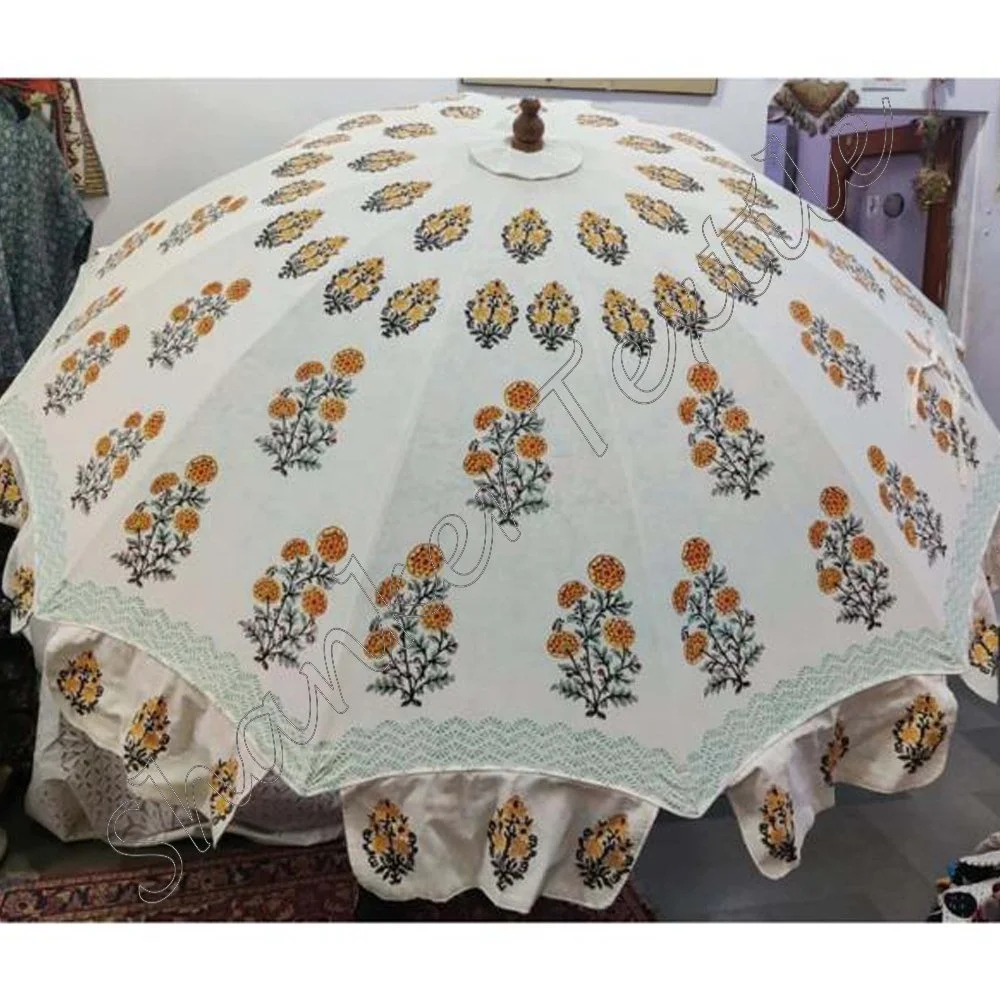 Indian Multi Color Flower Patio Umbrella Handmade Decorative Garden Umbrella Uv Protection Umbrella Beautiful Garden