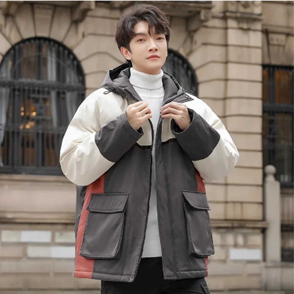 Куртка новая мужская одежда 2021 зимние толстовки пальто Корейская мода с хлопковой подкладкой Мужские Пуховые теплые куртки-Пуховики большого размера