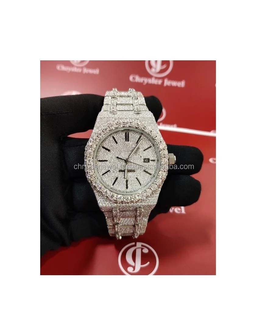 41mm Famous Brand High Luxury Designer Watch Hiphop Bling Icedout Watch Stainless Steel Moissanite Diamond Watches For Men Women