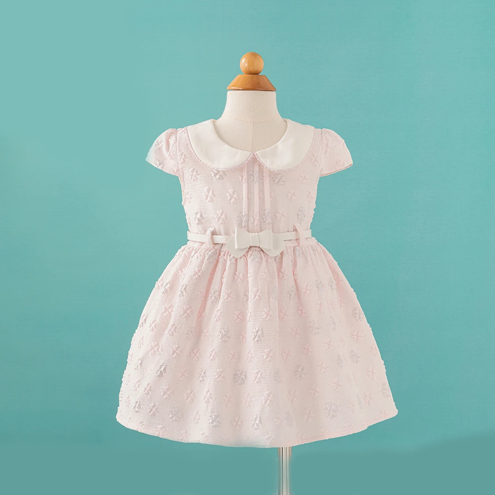 Wholesale Kids Girls Tulle Detailed Princess Dress Turn Down Collar Front Flare Tutu Dresses For Girls Kids