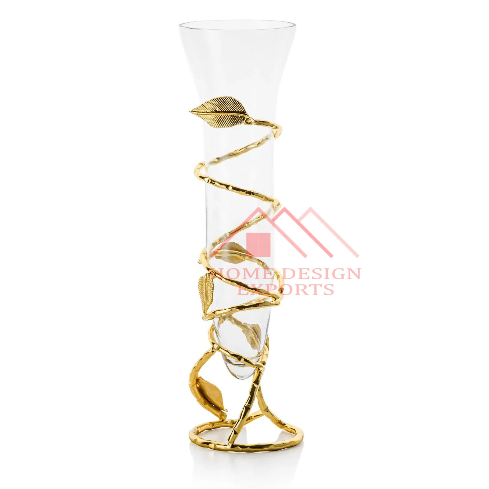 Decorative Fancy Metal Flower Vases for Bedroom and Living Room Most Selling Interior Decor Golden Leaf Design Table Vases