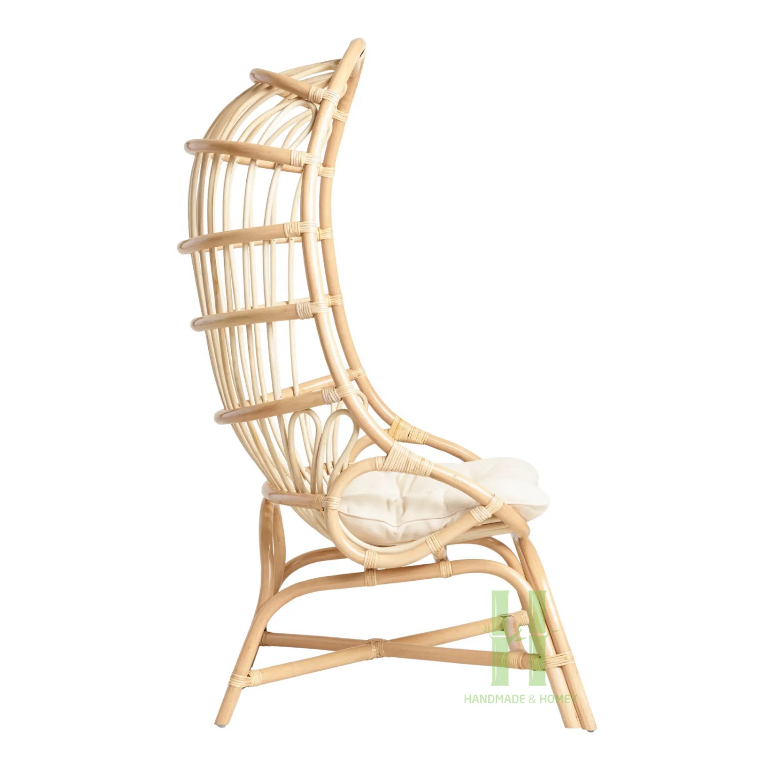 Eco Friendly Rattan Cage Chair with Cushion Rattan Cocoon Chair Wicker Lounge Chair New Rattan Furniture Collection for 2024