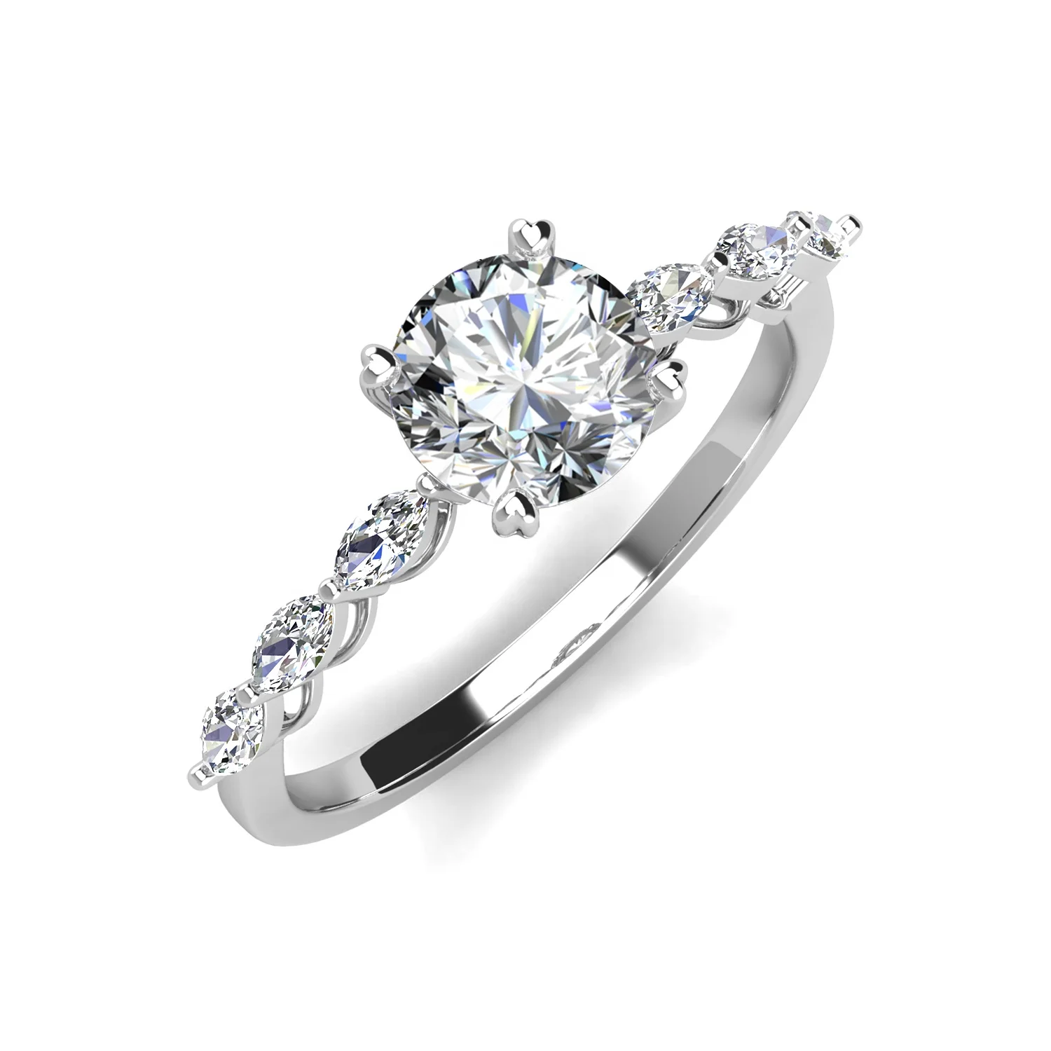 New Lab Created Moissanite Diamond Women Jewelry 925 Silver Marquise Cut Side Stones Engagement Ring Destiny Jewellery