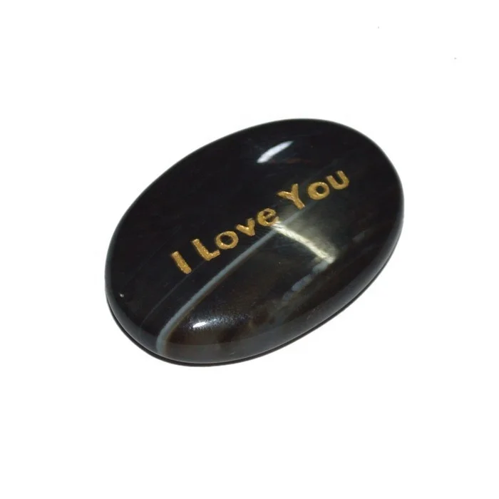 Buy Black Onyx I Love You  Engraved Stone Online : Best Value of Black Onyx I Love You  Engraved Stone