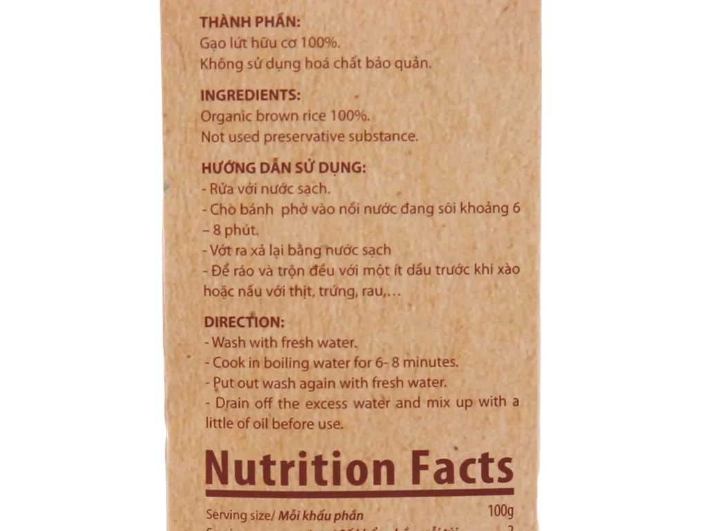 BichChi Rice Noodle Organic Brown Rice Noodle 200g From Vietnam