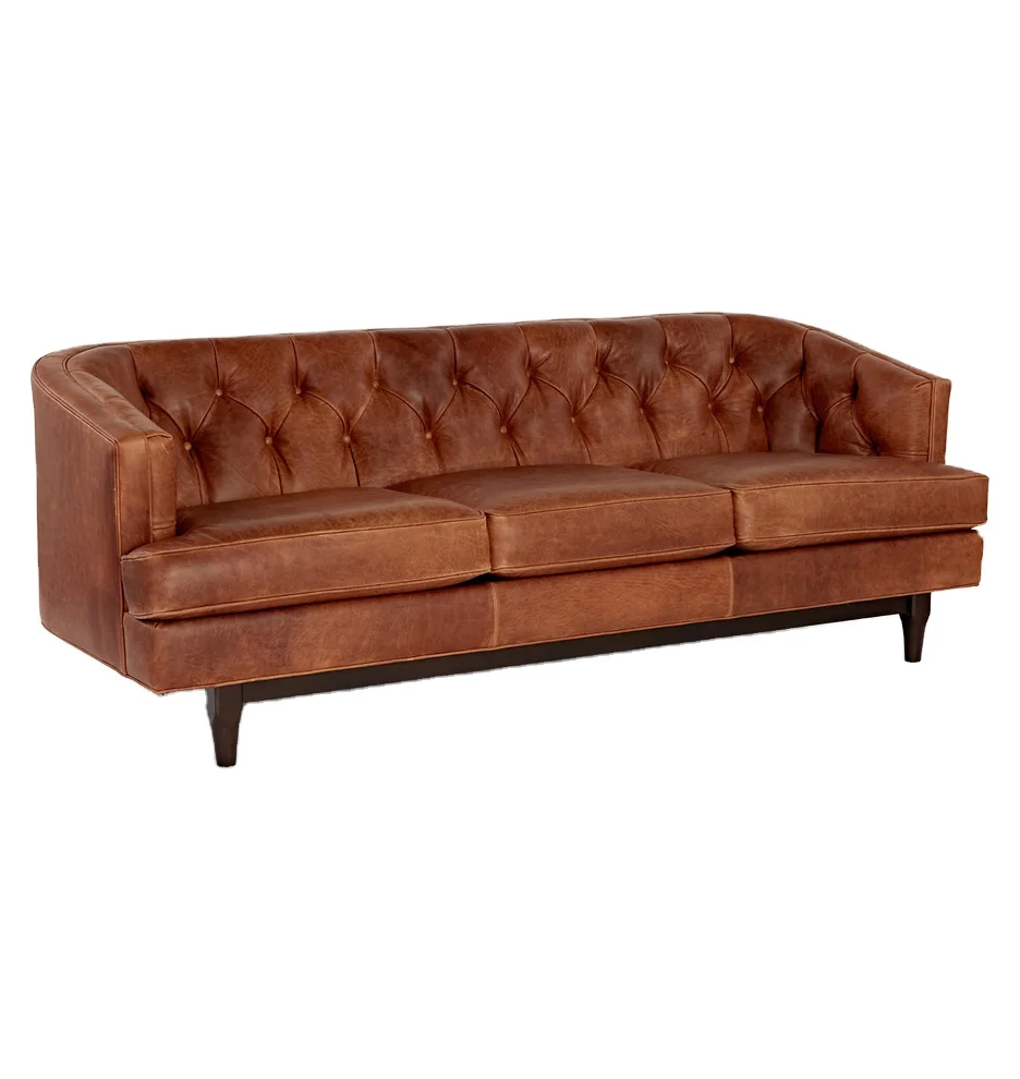 Simple Chesterfield design living room sofas Genuine Leather sofa cover With Solid Wood living room furniture for home decor Use