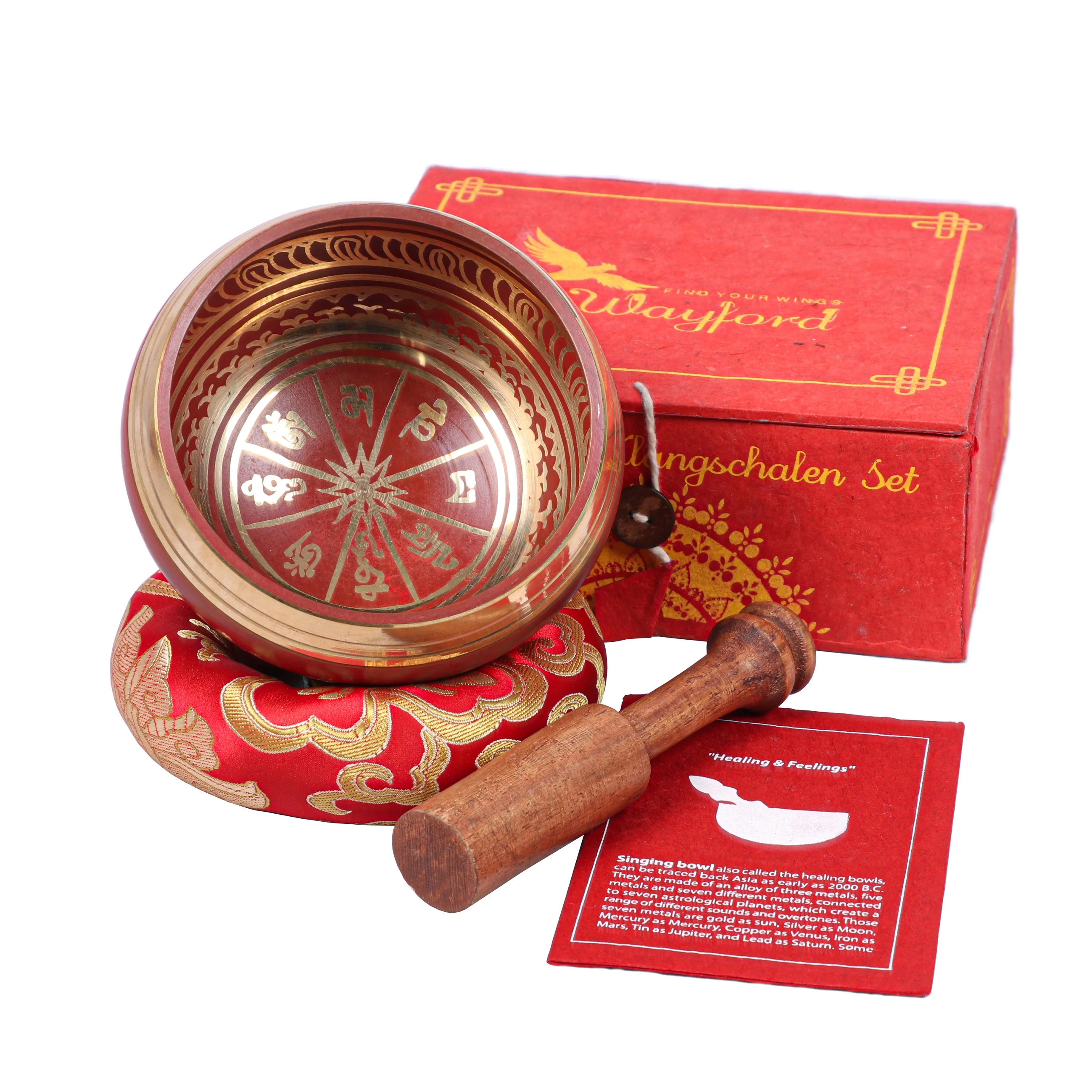 Colored Metal Brass Singing Bowl for Yoga Meditation Therapy & Souvenir Custom Print High Resonance Sound Mantra Carved