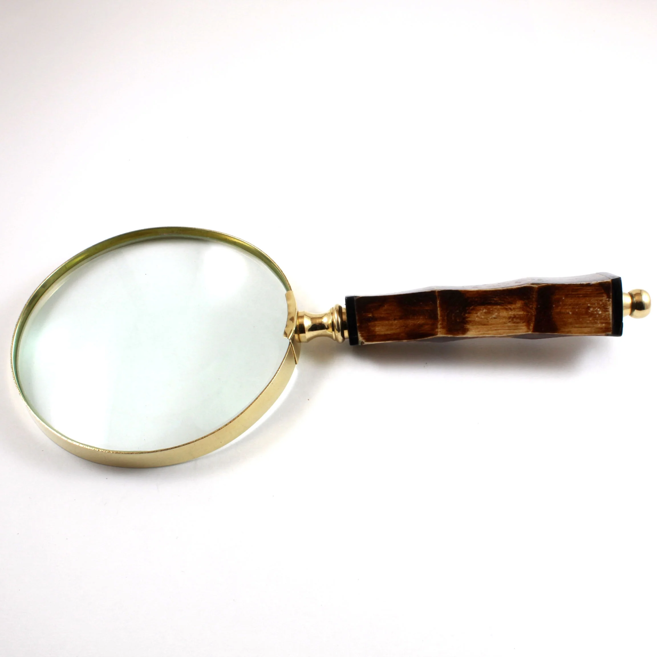 mini size brass magnifying glass natural wooden handle mirror and polish nautical classicss