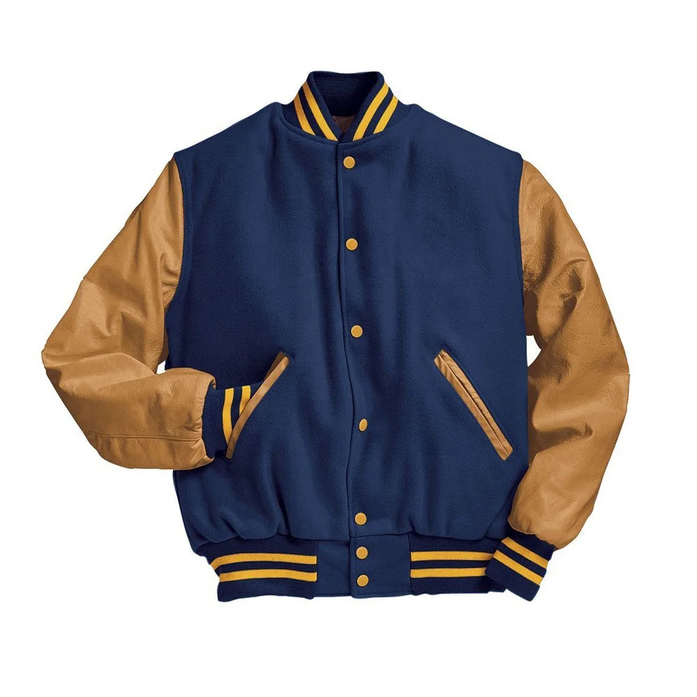 OEM Embroidery Patches Custom Men Letterman jacket Leather Sleeves Street Plus Size Coat varsity Jacket