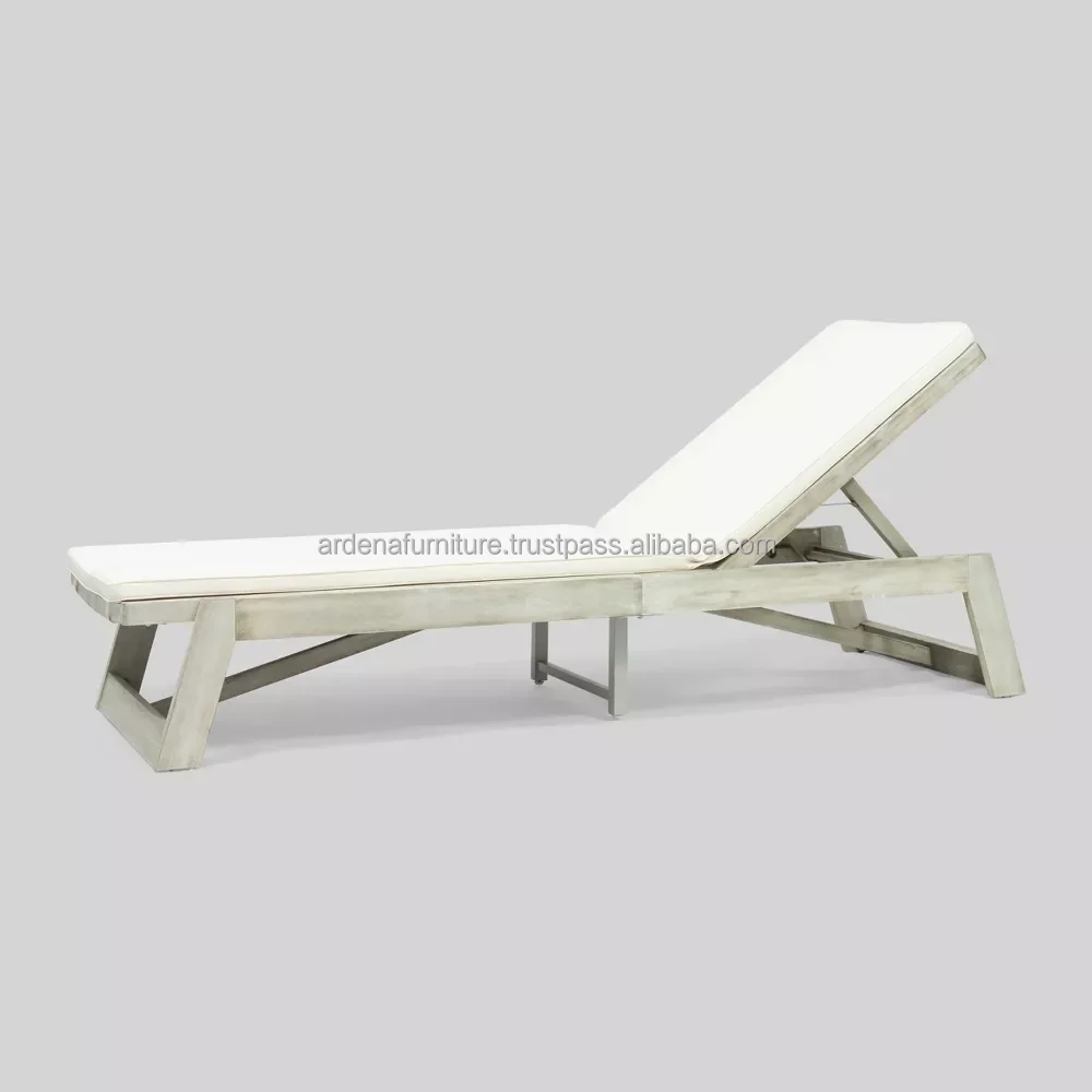 Sunbed Chair Beach Massage Sun Loungers Wooden Comfortable Chair with Removable Cushion Hotel Relaxing Facilities