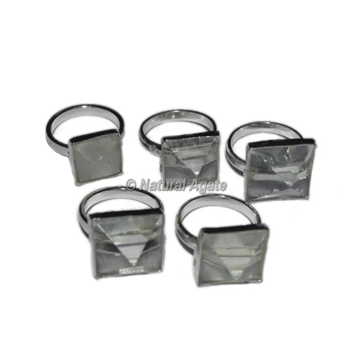 High-quality Crystal Quartz Arrowheads Gemstone Ring Amethyst Crystal Rhinestone Pave Setting Healing Crystals Jewelry