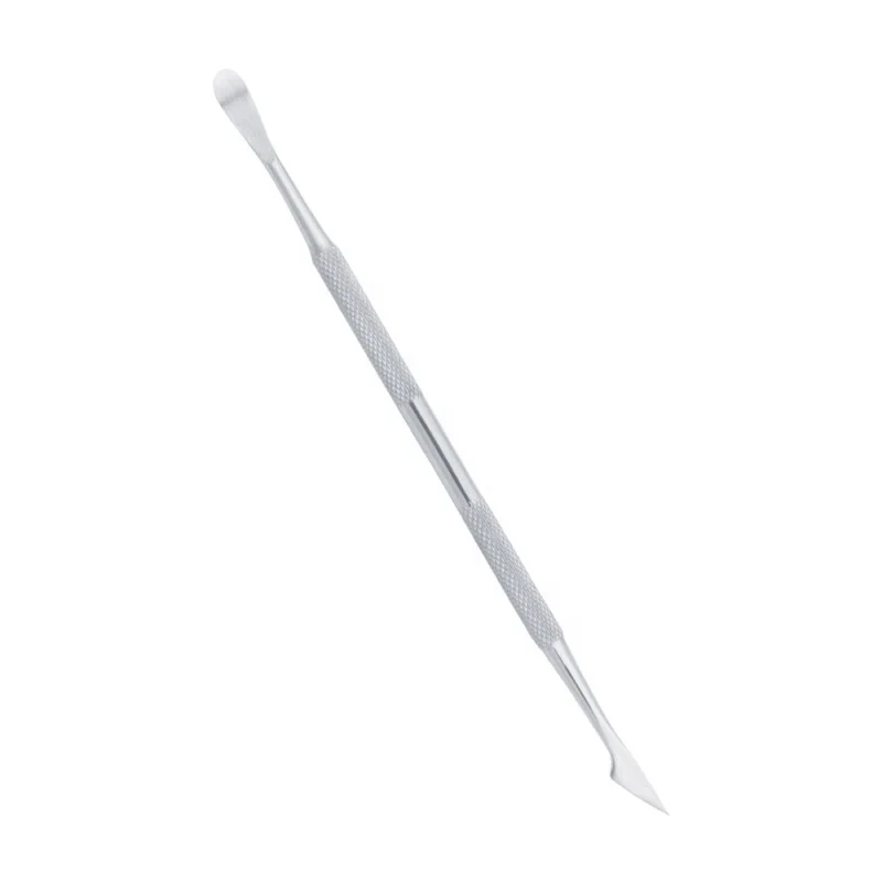 Factory Wholesale Nail Art Custom label stylish angled cuticle nail pusher Stainless Steel Cuticle Pusher Life Care Instruments