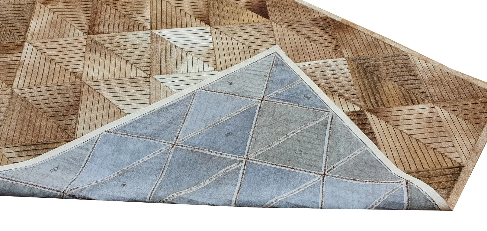 Laser Etched Skin Color Real Fur Leather Cowhide Rug Hair-on Hide Laser Engraved Rug For Indoor and Out Door Decorations