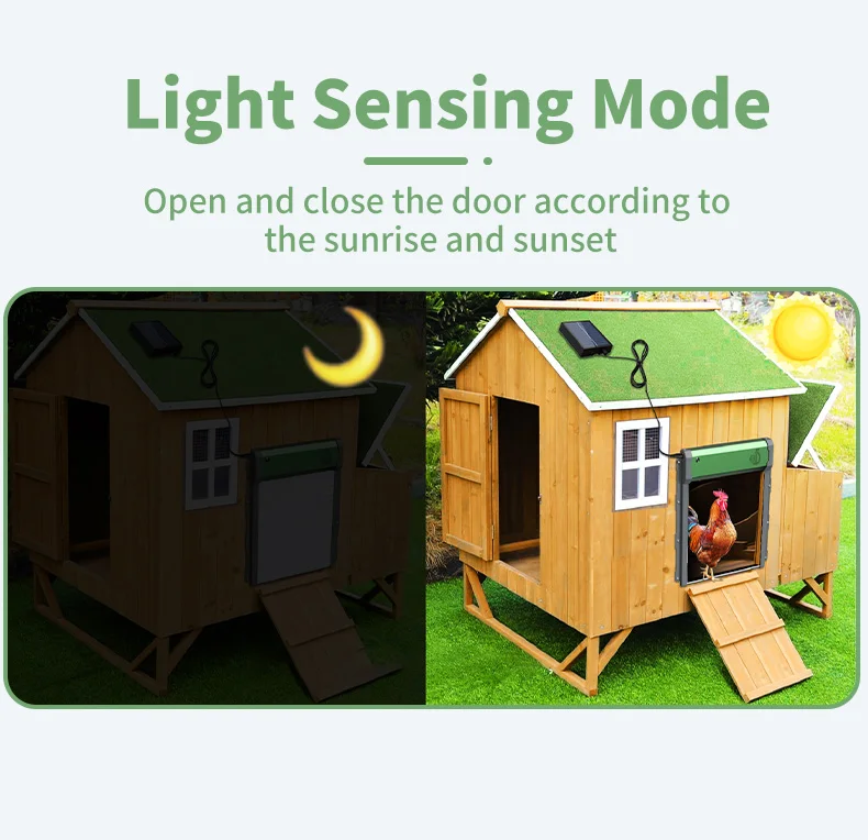 ABS Aluminum Light Sensor 4 Modes Auto Chicken Coops Door with Remote Controller