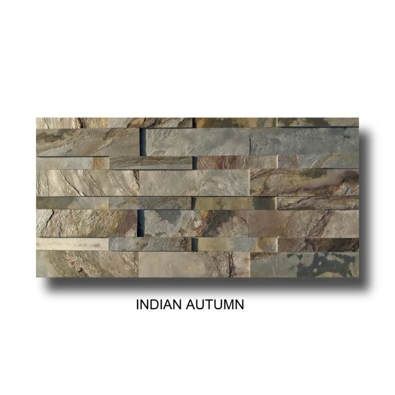 Veneer Stacked Exterior Indian Autumn Slate Stone Wall Panel Veneer Sheet For Wall Cladding Outdoor Decoration